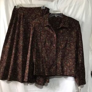 Vintage 2 piece N Touch blue paisley daunt jacket and skirt NOS